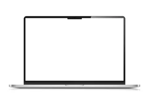 Realistic laptop layout in a light silver case. A modern laptop with a blank 스톡 일러스트