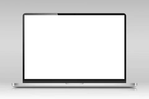 Realistic laptop layout with reflection. A modern laptop with a blank screen on Illustrazione stock