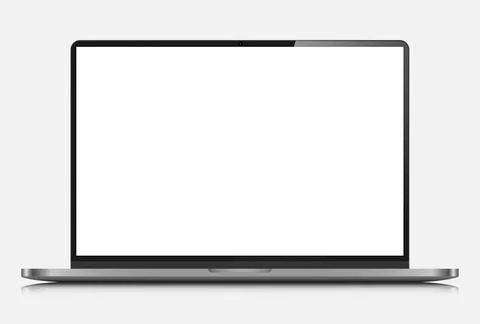 Realistic laptop layout with white screen and reflection. A modern laptop with a Stockillustratie