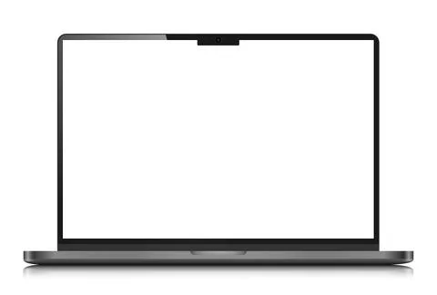 Realistic laptop layout with a white screen and a light silver case. 스톡 일러스트