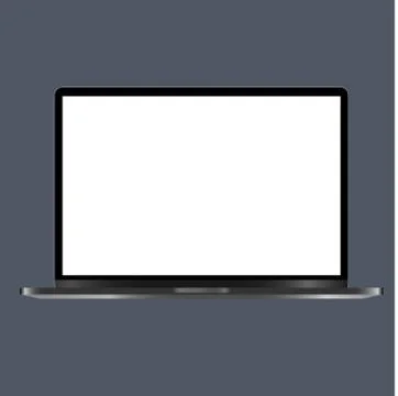 Realistic Laptop mockup Device with white Screen Isolated on marengo background Stock Illustration