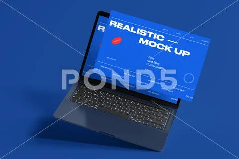 Realistic Laptop Mockup Display PSD Template