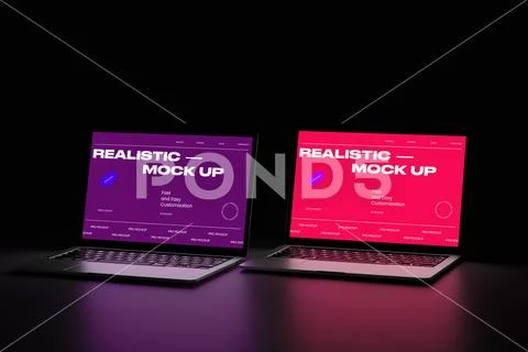 Realistic Laptop Mockup Display PSD Template