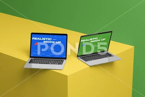 Realistic Laptop Mockup Template Modello PSD