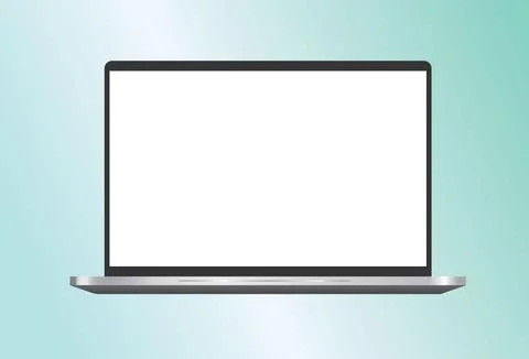 Realistic Laptop Notebook Blank Screen Black Office Business Mockup Template Stock Illustration