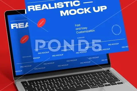 Realistic Laptop Screen Mockup PSD Template