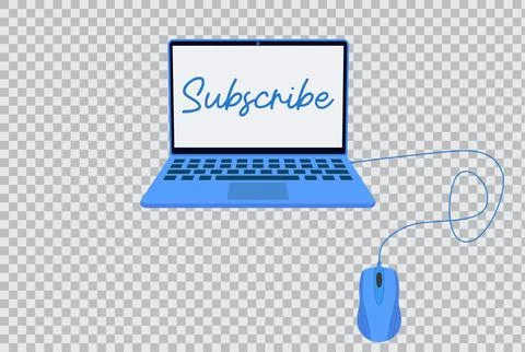 Realistic laptop vector illustration with subscribe text on screen Stock Illustration