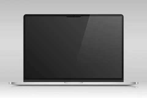 Realistic layout of a modern laptop in a light silver thin metal case. Stock Illustration