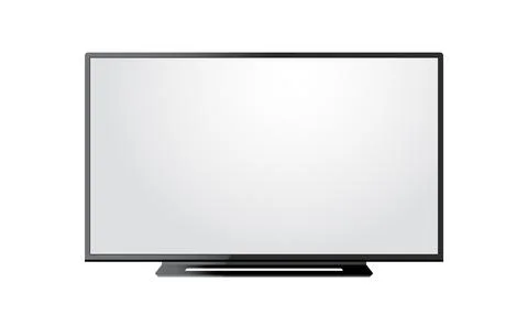 Realistic LED TV Screen Front View Mockup Glossy TV Display Stand Equipment Stock Illustration