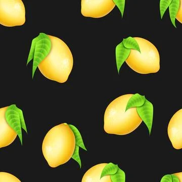 Realistic lemon pattern, fruit print. Citrus lemonade wallpaper for menu, cover Illustrazione stock