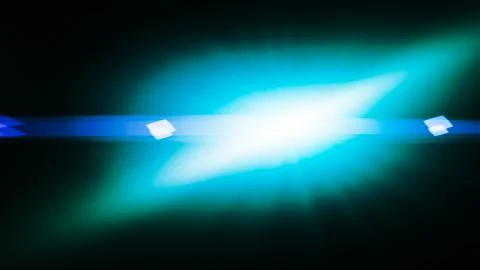 Realistic Len flare glow light effect on black background. Optical flares ove Stock Illustration