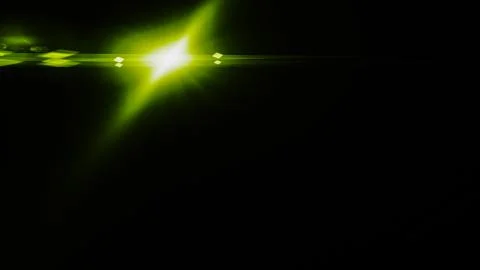 Realistic Len flare glow light effect on black background. Optical flares ove Stock Illustration
