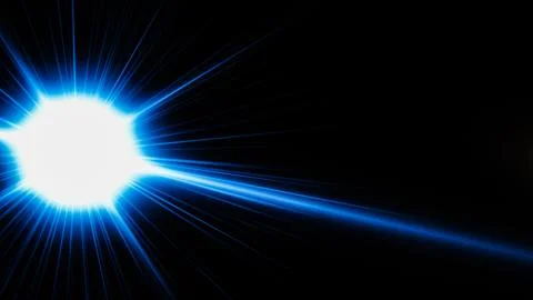 Realistic Len flare glow light effect on black background. Optical flares ove Stock Illustration