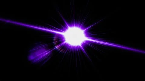 Realistic Len flare glow light effect on black background. Optical flares ove Stock Illustration