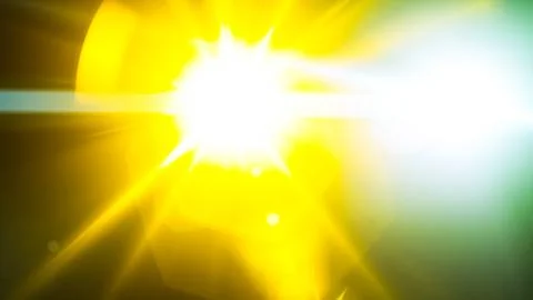 Realistic Len flare glow light effect on black background. Optical flares ove Stock Illustration