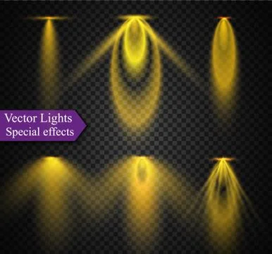 Realistic Lens Flare Elements Collection. Light Effect Transparent Design. .. Stock Illustration