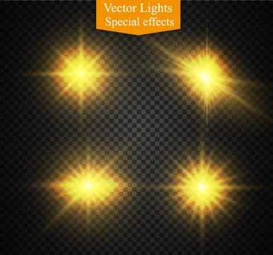 Realistic Lens Flare Elements Collection. Light Effect Transparent Design. .. Stock Illustration