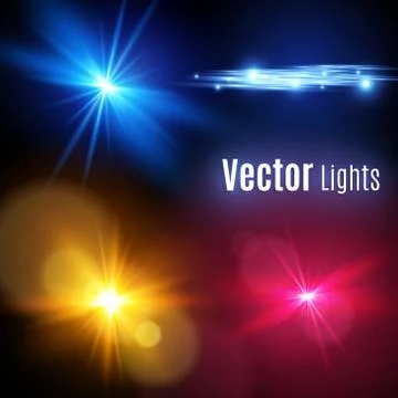 Realistic Lens Flare Elements Collection. Light Effect Transparent Design.yellow イラスト素材