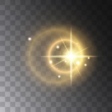 Realistic Lens flare light effect on transperent background. Glowing sunlight Stock Illustration