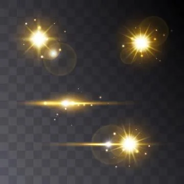 Realistic Lens flare light effect on transperent background. Glowing sunlight Illustration