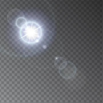 Realistic Lens flare light effect on transperent background. Glowing sunlight Stock Illustration