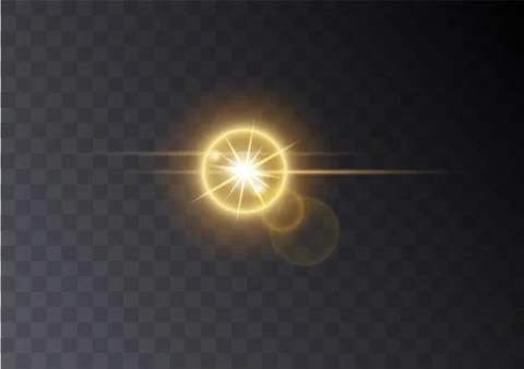 Realistic Lens flare light effect on transperent background. Glowing sunlight Stock Illustration
