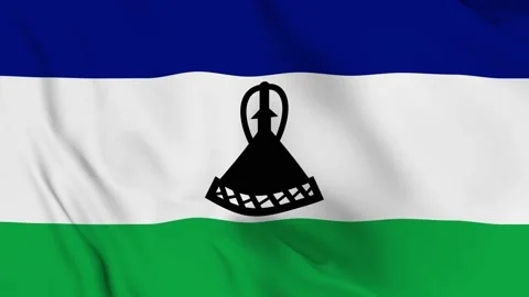 Realistic Lesotho waving flag. Stock Footage 202600847