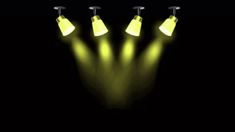 Realistic light beam from black spotlights on black background. Stock Footage 153884231
