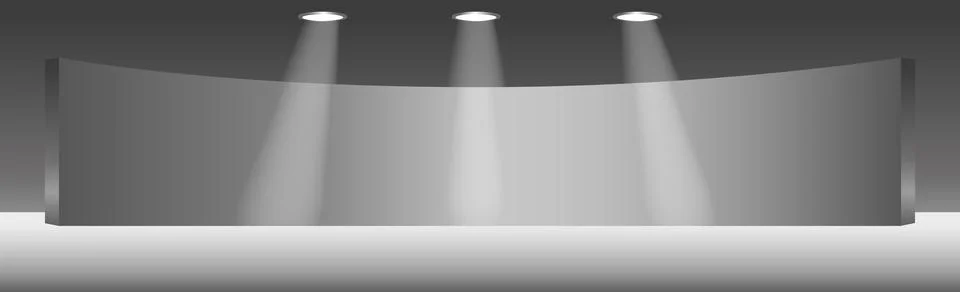 Realistic light studio with spotlights lighting - Vector Stock Illustration
