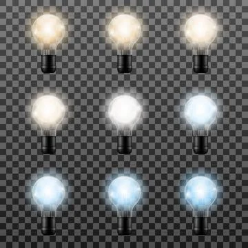 Realistic lightbulb different color temperature Stock Illustration