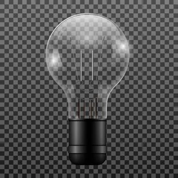 Realistic lightbulb isolated on transparent background, vector illustration Stock Illustration