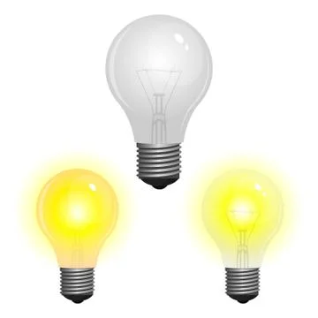 Realistic lightbulb vector design illustration isolated on white background Stock Illustration