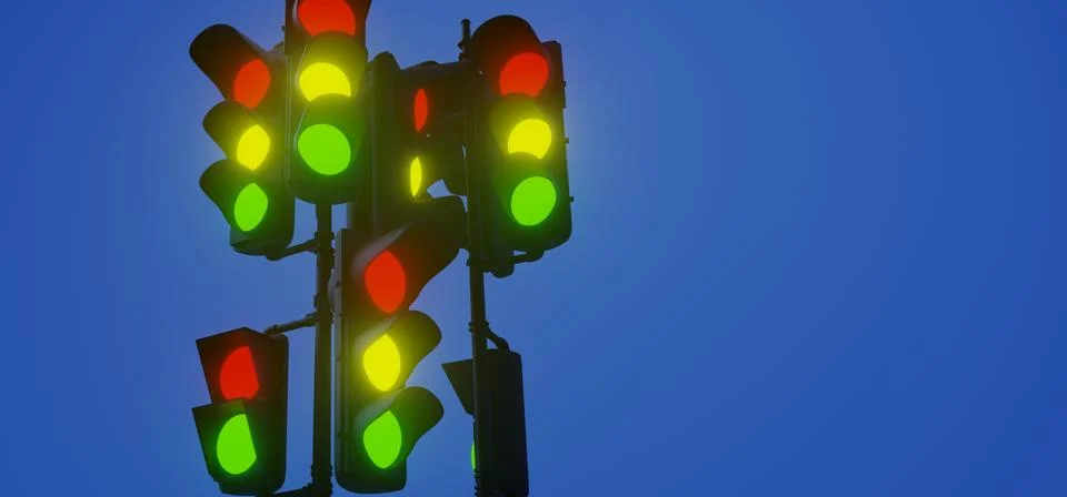 Realistic LightedTraffic Lights イラスト素材