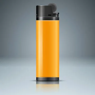 Realistic lighter with reflect on the grey background Stock Illustration