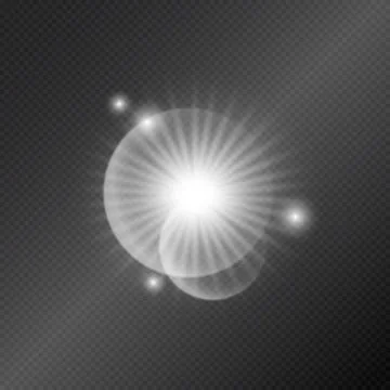 Realistic lighting, light beam glare glow on a dark background - Vector Stock Illustration