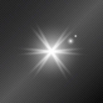 Realistic lighting, light beam glare glow on a dark background - Vector Illustrazione stock