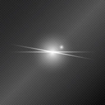 Realistic lighting, light beam glare glow on a dark background - Vector Stock Illustration