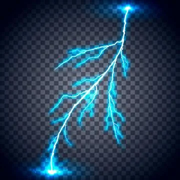 Realistic lightning isolated on a transparent background. Natural phenomena Stock Illustration