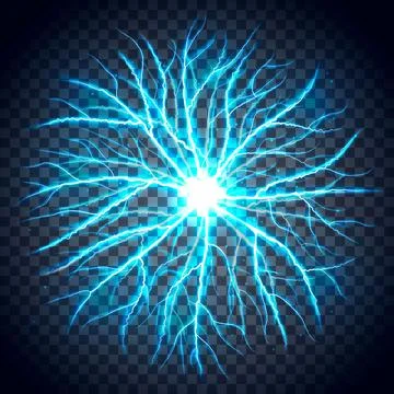 Realistic lightning isolated on a transparent background. Natural phenomena.. Stock Illustration