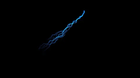 Realistic lightning strike animation over black background with the reaction Stock Footage 128441192