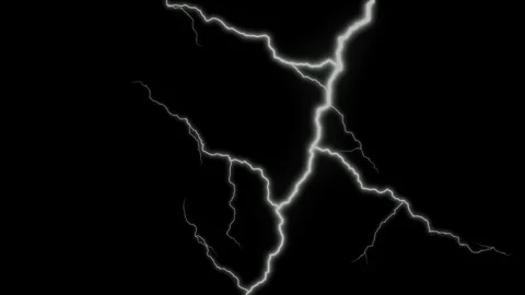Realistic Lightning Strike Overlay on Black Background 스톡 동영상 334356000