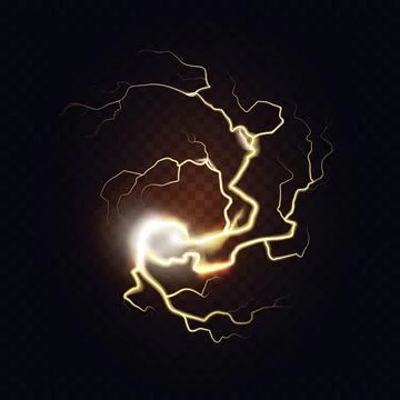 Realistic lightning thunderbolt, glowing thunder bolt light effect of Illustrazione stock