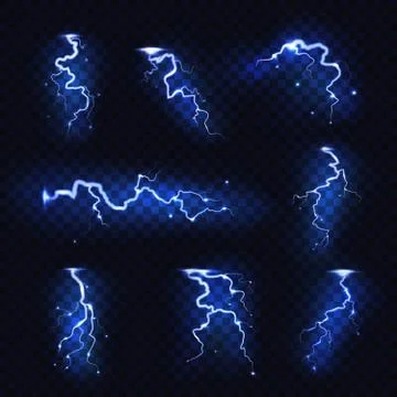 Realistic lightnings. Blitz lightning thunder light sparks storm flash Stock-Illustration