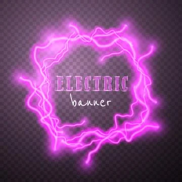 Realistic lightnings with transparency for design. Digital effect of glowing, Stock Illustration