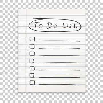 Realistic line paper note. To do list icon with hand drawn text. School busin Stock Illustration