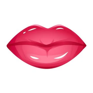 Realistic lips vector icon isolated on white. Women 3d mouth, red shiny gloss Stock Illustration