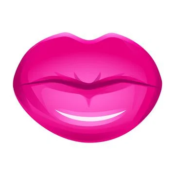 Realistic lips vector icon isolated on white. Women 3d mouth, red shiny gloss Stock Illustration