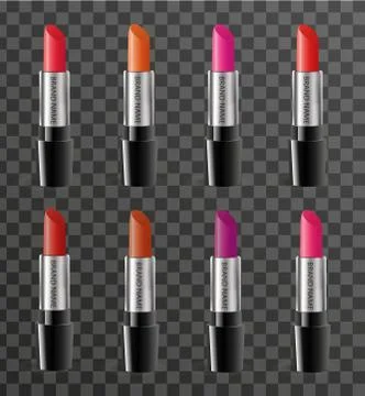 Realistic lipstick package template for your design. Rouge tube mock-up pro.. Stock Illustration