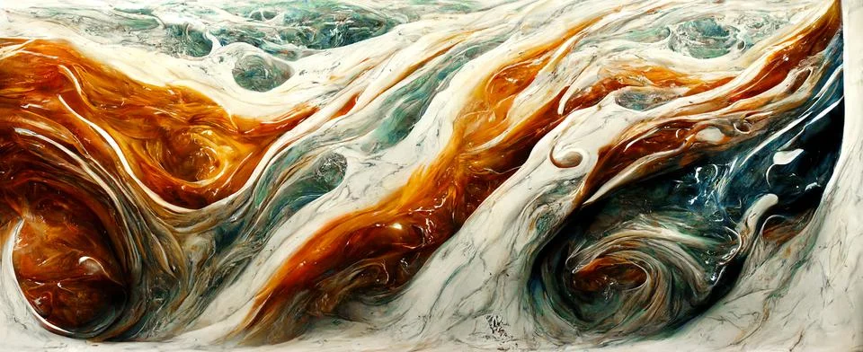 Realistic liquid abstract marble flow painting with colored background Stock Illustration