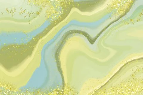 Realistic liquid marble background with gold Stock Illustration